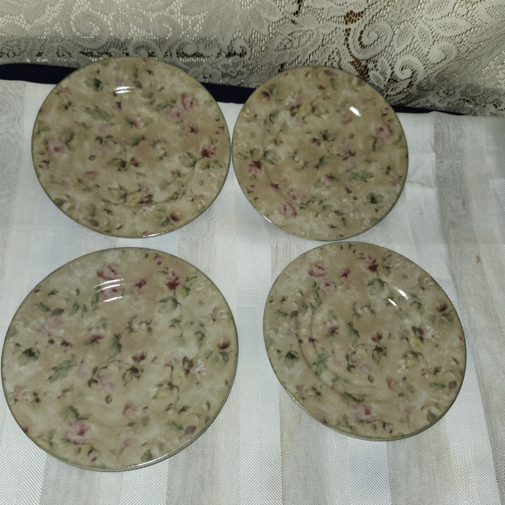 CHERI BLUM FOR 222 FIFTH  SAVANNAH Floral Ceramic SAUCERS